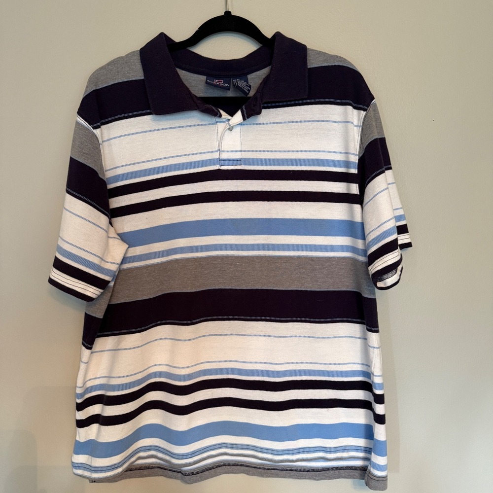 VTG 90s Bugle Boy Mens XL Striped Polo Shirt Short‎ Sleeve Cotton Blend Casual